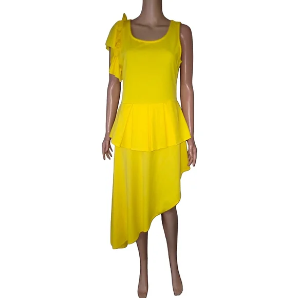 Yoyo 5 Dresses | Yellow Asymmetrical Ruffle Dress | Color: Yellow | Size: L | Channice's Closet